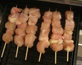 A picture of step 3 of Grilled Chicken Skewers with Savory Scallion, Salt, and Sansho Sauce.