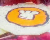 A picture of step 6 of Cookpad logo pan cake.