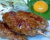 A picture of step 5 of Yakitori-Style Chicken Tsukune with Sweet Soy Glaze.