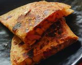 A picture of step 6 of Veggie Chapati (left over) Wrap.