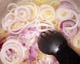 A picture of step 2 of Chinese fried rice with coleslow and fry meat.