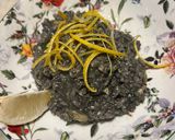 A picture of step 2 of Instant Squid Ink Risotto with Clams and Lemon Zest.