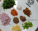 A picture of step 2 of Kachay qeemay k kabab with puri.