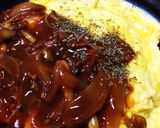 A picture of step 7 of Easy Fluffy Omurice with Demi-Glace Sauce.
