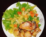Hình bước làm 5 của món Nui xào ức gà (eat clean)
