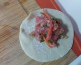 A picture of step 2 of Potstickers? (Using Dumpling Wrappers).