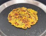 A picture of step 8 of Cheesy Moong Dal Paneer & Veggie Savoury Pancakes 🥞 | Healthy Lunch Box & Tiffin Recipe.