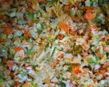 A picture of step 2 of Momos with Corn and Veggies stuffing.