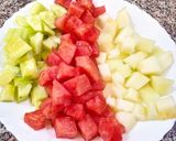 Une image de l'étape 1 de Salade d'été, melon 🍈, pastèque 🍉 et concombre 🥒.