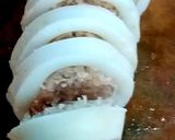 รูปขั้นตอนการทำที่ 4 ของ ปลาหมึกยัดไส้ไก่สับราดแกงเขียวหวาน