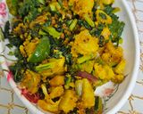 A picture of step 3 of Radish capsicum sring onion junka by Shobha Rathod (green sabji).