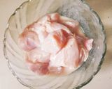 A picture of step 1 of Chicken 65.
