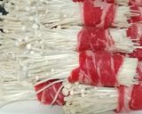 A picture of step 1 of Enoki mushrooms beef rolls with satay sauce.