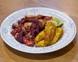 A picture of step 7 of Quinoa Salad with Beetroot and Satay Chicken.