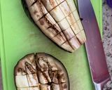 A picture of step 2 of Lentil Picadillo Stuffed Eggplants.