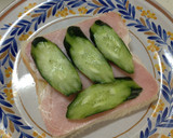 A picture of step 2 of Morning Wake-Up Ham and Cucumber Sandwich.