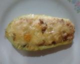Foto del paso 8 de la receta: Zucchini relleno de carne, aceitunas negras y pimientos al gratín