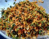 A picture of step 1 of Papad roll stuffed with green coriander and dry coconut.