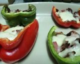 A picture of step 6 of Bacon and Ham Stuffed Bell Peppers.