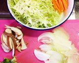 A picture of step 1 of Vegetable-Packed Yaki Udon (Stir-Fried Udon Noodles).