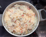 Foto del paso 2 de la receta: Arroz cremoso de gamba y salteado de champiñones en crema de espinacas
