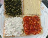 A picture of step 3 of Tri colour sandwiches.