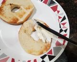 A picture of step 2 of Bagel with cream cheese.