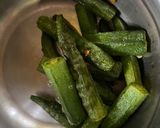 A picture of step 3 of Dharosh Posto / Okra in Poppy seed paste.