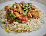 A picture of step 4 of Kung pao Chicken.