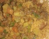 A picture of step 5 of Cous cous with minced sorce.