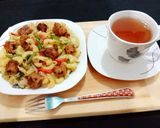 A picture of step 4 of Seekh kabab pasta.