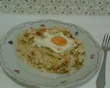 Rizses csirkemell kelkáposzta köntösben, rásütött tükörtojással a tetején recept fázis 7 fotója