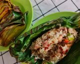 Foto langkah ke 3 dari resep Nasi bakar cumi asin ebi.