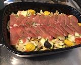 Une image de l'étape 13 de Salade de pâtes marinée aux tomates, concombre, courgette, oignon de roscoff et Lonzo.