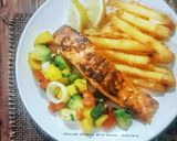 Foto langkah ke 5 dari resep Grilled lemon Salmon with Salsa #SeafoodFestival.
