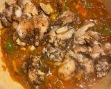 A picture of step 6 of Jamaican brown stew fish.