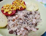 Foto del paso 2 de la receta Arroz con champiñones, pavo, patata y tomate