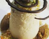 A picture of step 6 of Badam kulfi with Aate ka Halwa.