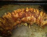 A picture of step 8 of Rolled Pork belly stuffed with Sage and onion stuffing.