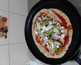 A picture of step 4 of Keema kathi roll.