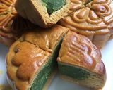 Hình bước làm 1 của món Bánh Trung Thu Nướng_DẻoNhân đậu xanh matcha_đậu đen🤪🤪