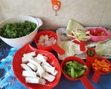 A picture of step 1 of Paneer cheese spring roll with mayonnaise.