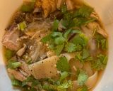 A picture of step 3 of Bean Thread Noodle Soup with Pickled Bamboo Shoots.