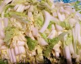A picture of step 1 of Melt-in-Your-Mouth Napa Cabbage and Pork Udon Hot Pot.