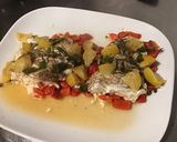Une image de l'étape 10 de Filets de loup de mer au poivron rouge,citron confit et herbes aromatiques.