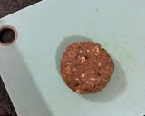 A picture of step 6 of Cheat meal: bacon and mushroom burger patties.