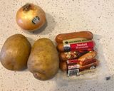 A picture of step 1 of German Sauerkraut Bratwurst Hash.