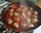 A picture of step 8 of Vickys Chicken Meatballs in Tomato Sauce, GF DF EF SF NF.