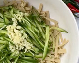 A picture of step 3 of Chinese Tofu Sheets and Cucumber Salad.