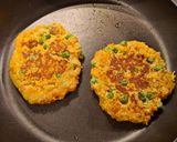 A picture of step 3 of Leftover Sunday roast 'bubble n squeak' for little ones.